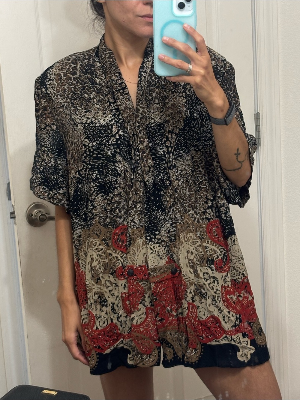 Vintage Studio I Printed Duster Jacket Plus Size 22W Boho Paisley Open Front